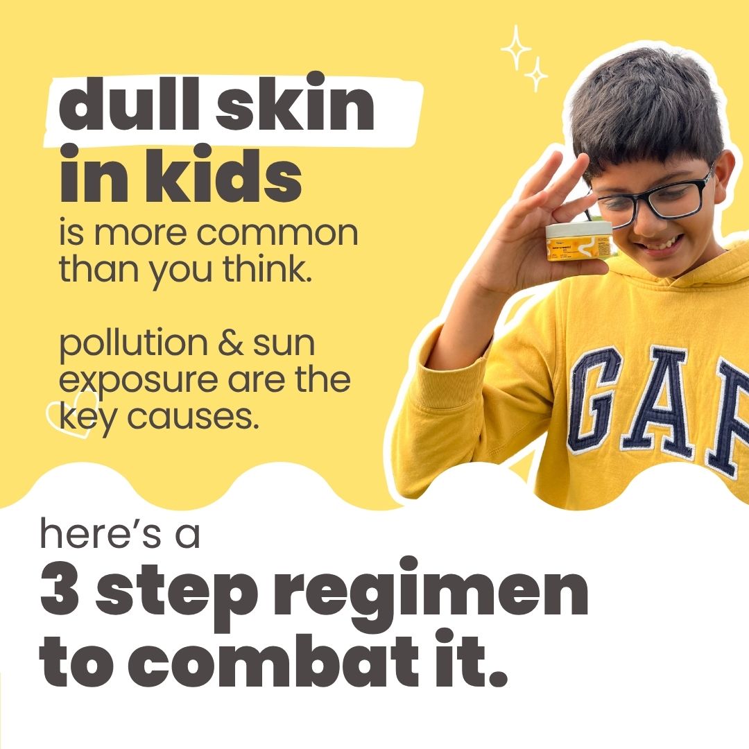 Tuco Kids Dull Skin Kit, specially crafted for kids aged 3-15. With dull skin soap, lotion and, 2-in-1 face cram and sunscreen SPF50.