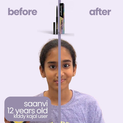 Tuco Kids Kiddy Kohl, crafted for kids aged 3+, is infused with Castor Oil to nourish lashes, Carbon Black for bold pigment, and Beeswax for a smooth glide.