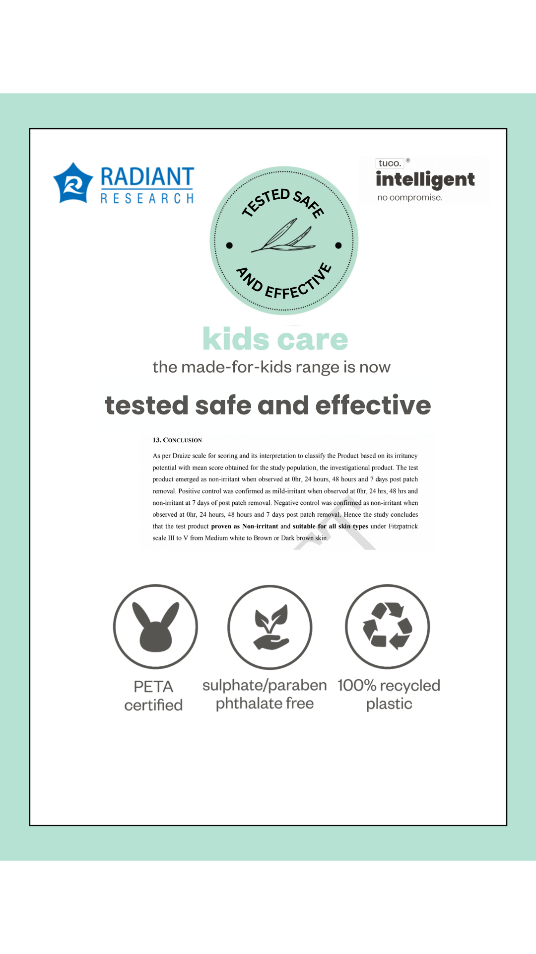 Clinically tested and effective kids care.