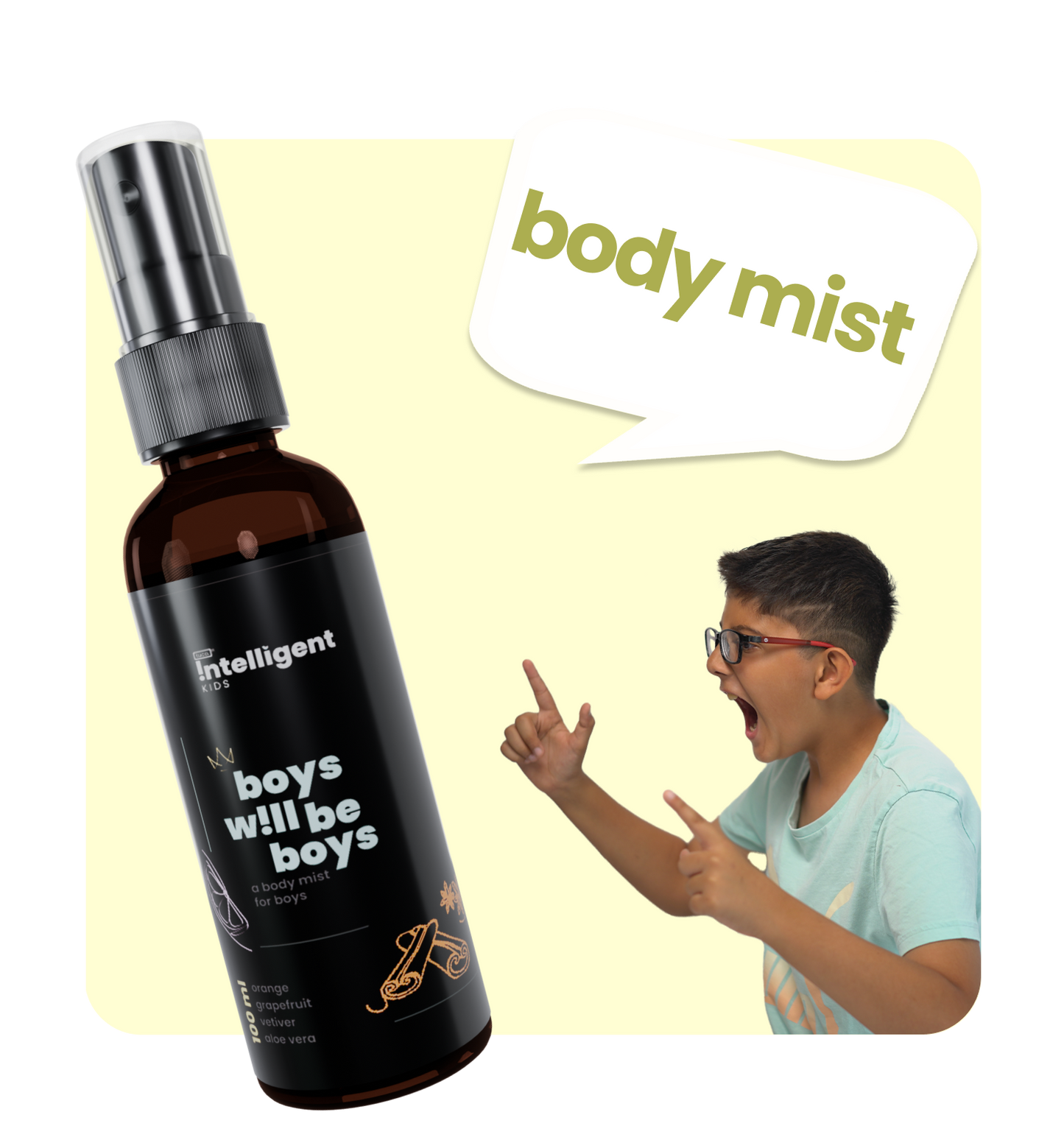 The Boys Will Be Boys Body Mist is a 4-in-1 solution for active boys who deserve freshness without the toxins.