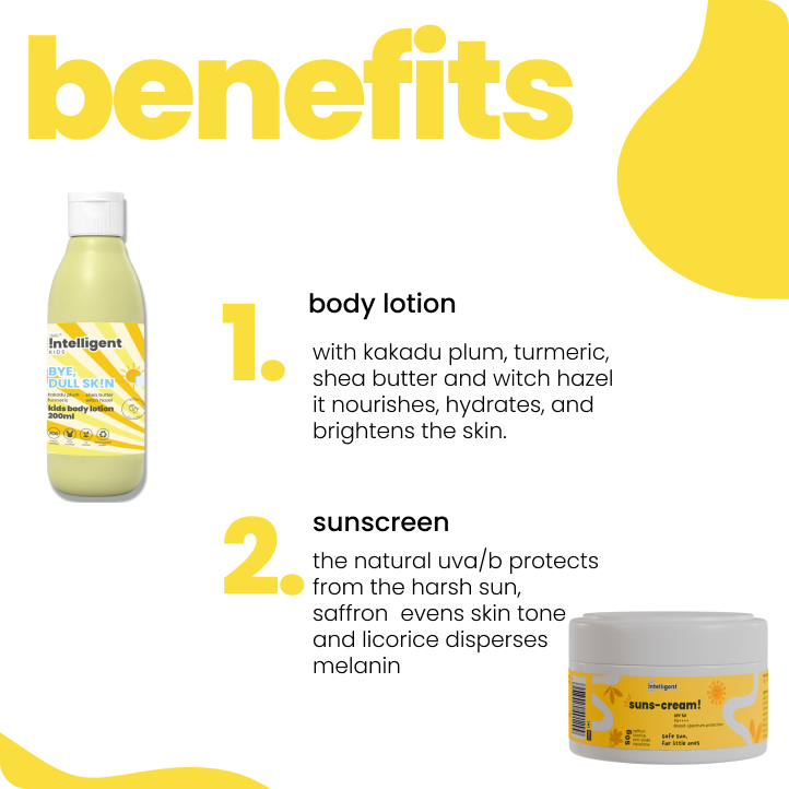 Includes Kakadu Plum Lotion to hydrate and smooth skin, and SPF 50 Saffron Face Cream to protect and brighten.