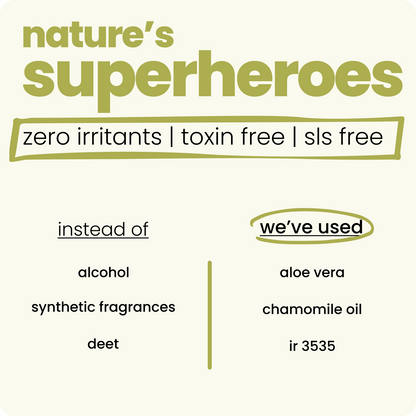 The packaging highlights key ingredients like Aloe Vera, Chamomile, and Calendula Oils. No chemicals.