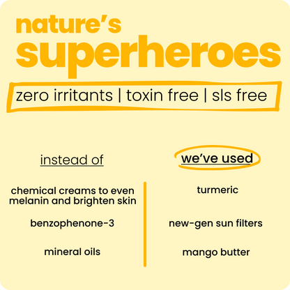 The sunscreen is chemical-free and safe for kids, offering protection against harmful UV rays while nourishing the skin. The saffron soothes, sandalwood cools, and cedarwood oil moisturizes, ensuring gentle care for delicate skin. Enjoy worry-free outdoor play with this skin-loving sunscreen.