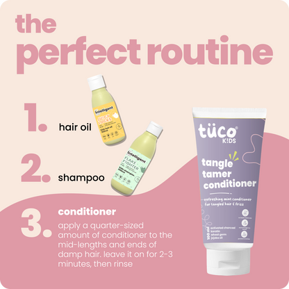 Struggling with tangled, unmanageable hair in kids? Tuco Kids Conditioner, enriched with Keratin and Jojoba Oil, detangles and smooths hair for soft, shiny, and manageable locks. Safe for daily use, it’s free from harsh chemicals, making it perfect for children aged 3-15. Keep your child’s hair healthy, vibrant, and tangle-free every day!
