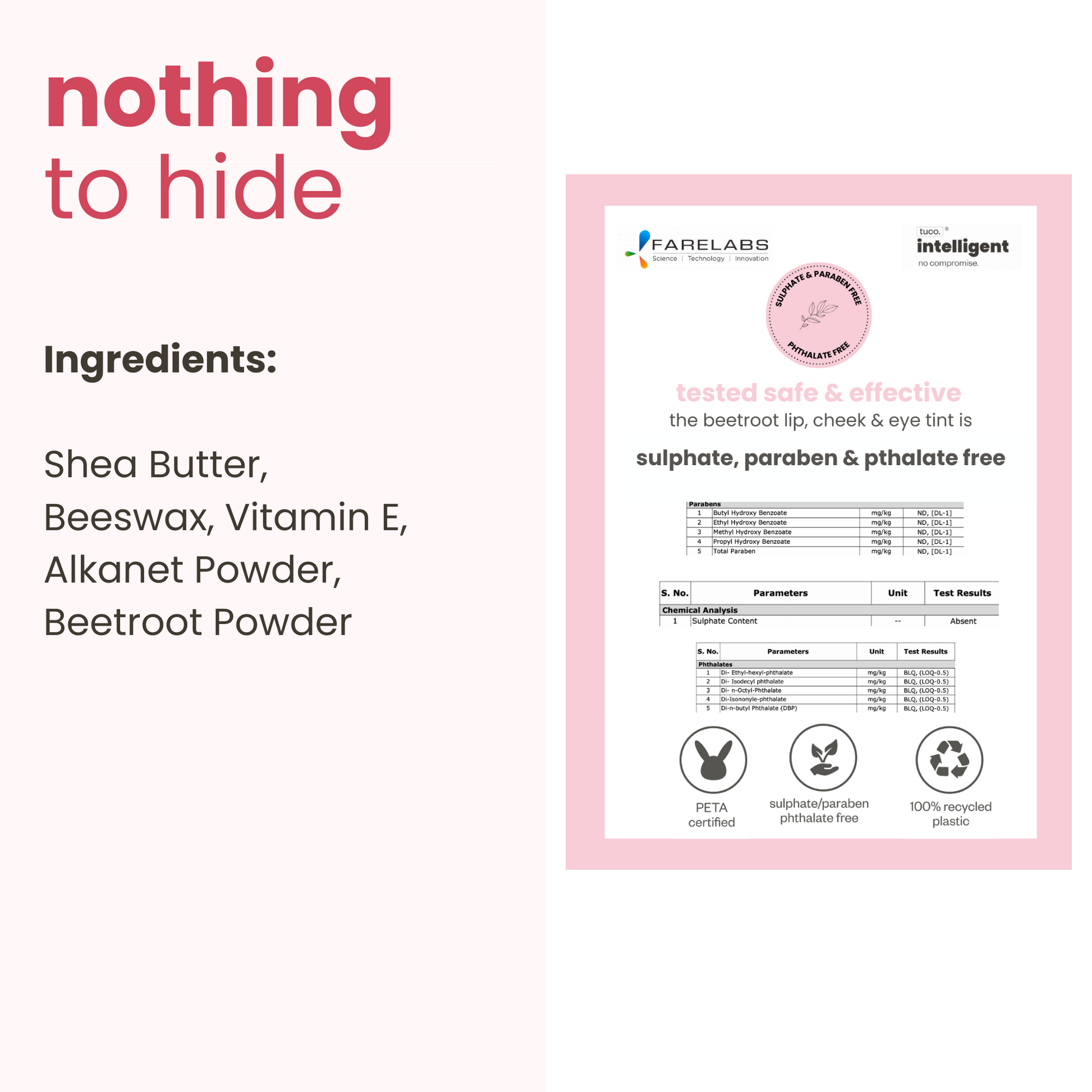Clinically tested safe & effective for kids care. With list of all ingredients printed on products.