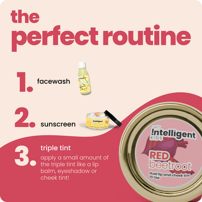 Pair it with tucokids face wash & sunscreen. Suitable for use on lips, cheeks, and eyelids, this tint adds a subtle flush of color while nourishing and hydrating the skin.