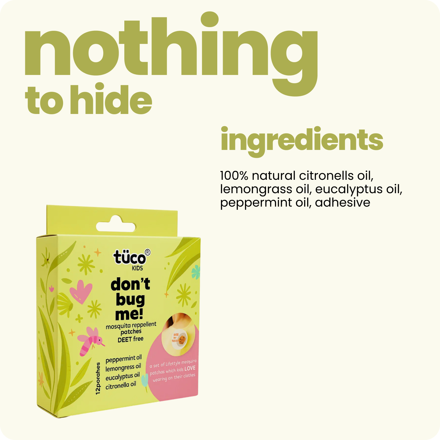 Clinically tested safe & effective for kids care. With list of all ingredients printed on products.